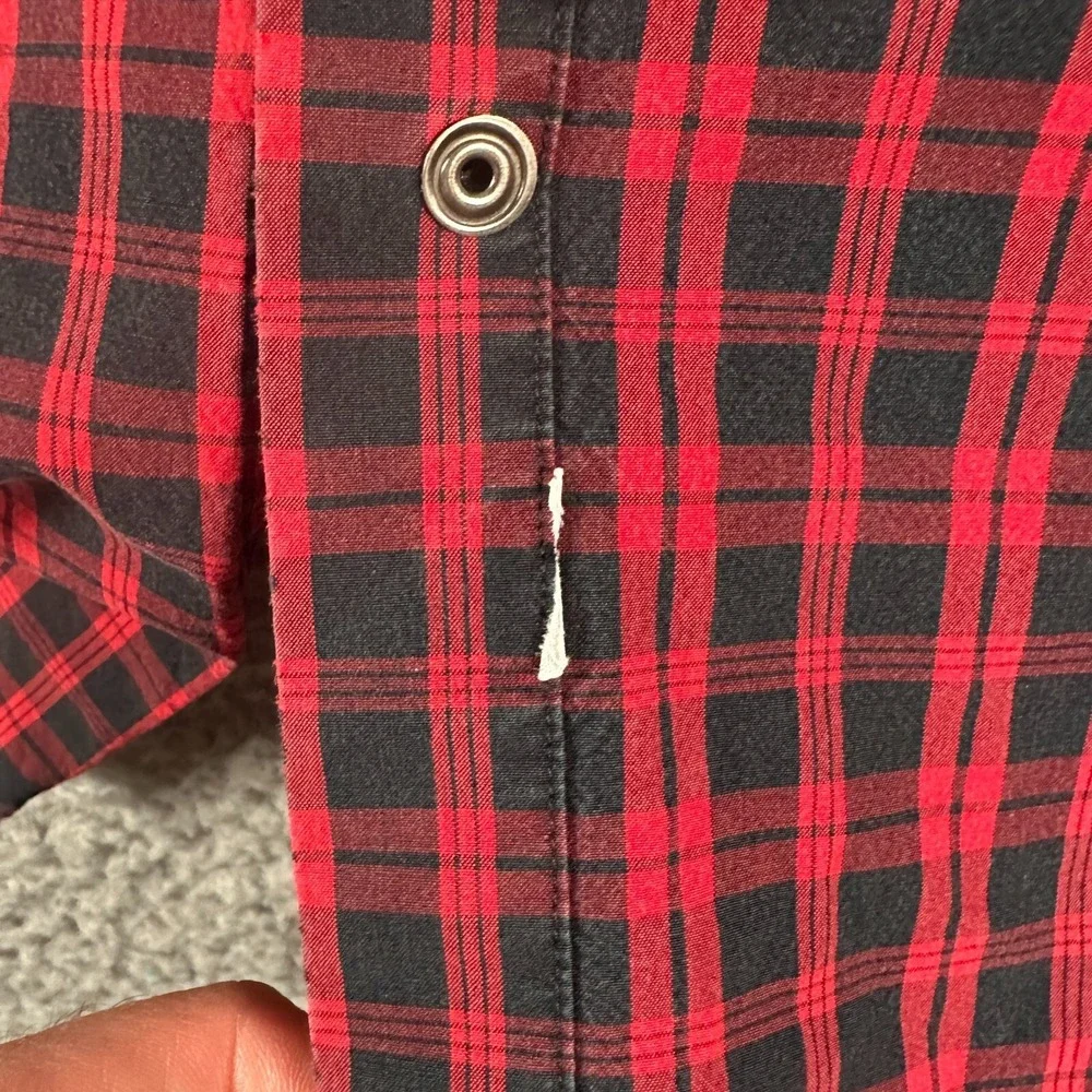 Vtg Polo Ralph Lauren Classic Western Shirt Mens XL Red Black‎ Plaid Pearl Snap